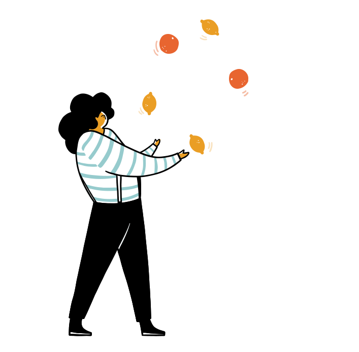 a moving illustration of someone juggling